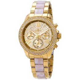 Invicta Angel Multi-Function Gold Crystal Dial Watch - Model 20511