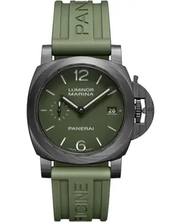 Panerai Luminor Quaranta Green Dial Rubber Strap Men's Watch pam01526