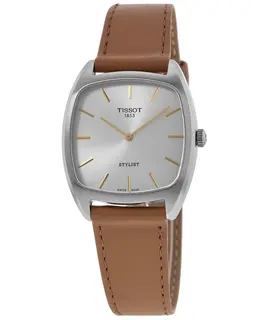 t159.909.16.031.00 Tissot Stylist Quartz Silver Dial Leather Strap Women's Watch
