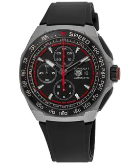 Tag Heuer Formula 1 Automatic Chronograph Titanium Case Black Dial Rubber Strap Men's Watch cbz2082.ft8096
