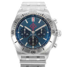 Pre-owned Breitling Chronomat 42 AB0134 Blue Dial Mens Chronograph Automatic Watch