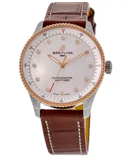 Brand New Authentic Breitling Navitimer 32 Mother of Pearl Diamond Dial Leather Strap Women's Watch U77320E61A1P1
