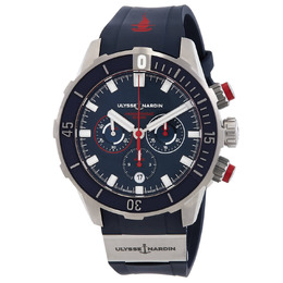 Ulysse Nardin Diver Chronograph Automatic Mens Watch, Blue Dial, Model 1503-170LE-3/93-HAMMER
