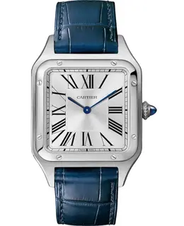 Cartier Santos Dumont WSSA0085 - Luxury Men's Watch with Silver Dial and Blue Alligator Leather Strap