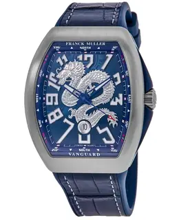 Brand New Authentic Franck Muller Vanguard Limited Edition Blue Dial Men's Watch Model V45 SC DT AC NR DRAGON KING BL
