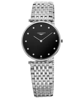 New Longines La Grande Classique Quartz Black Diamond Dial Steel Unisex Watch Model L4.755.4.58.6