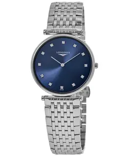 Longines La Grande Classique Quartz Blue Diamond Dial Steel Women's Watch L4.755.4.97.6