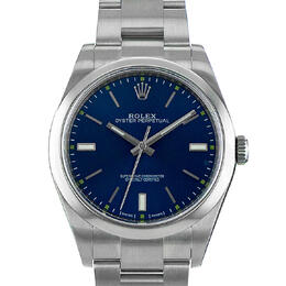 Pre-owned Rolex Oyster Perpetual 39 Automatic Chronometer Blue Dial Mens Watch 114300 blso