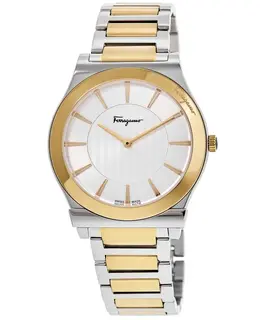 Salvatore Ferragamo 1898 Slim Silver Dial Two Tone Steel Men's Watch sfpe00922