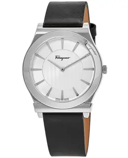 Salvatore Ferragamo 1898 Slim Sliver Dial Leather Strap Men's Watch sfpe00119