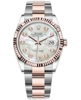 Rolex Datejust 36 Steel & Everose Gold Mother of Pearl Diamond Dial Women's Watch - Model M126231-0022
