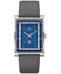 Мужские часы Frank Lloyd Wright Robie House с серым кожаным ремешком, 31 мм Bulova 16143227 | gray