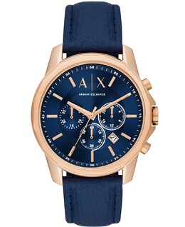 Мужские часы с хронографом, синий кожаный ремешок, 44 мм Armani Exchange 12428669 | blue