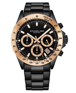 Мужские черные часы-браслет из нержавеющей стали 42 мм Stuhrling 10540848 | black