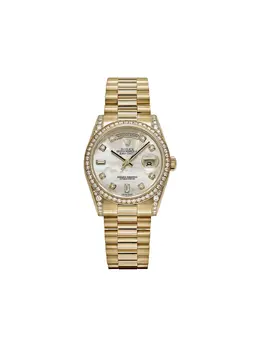 Rolex Day-Date 2008 Pre-Owned (Ref. 28365996) - 36mm Yellow & White Gold, Diamond Bezel, Mother-of-Pearl Dial
