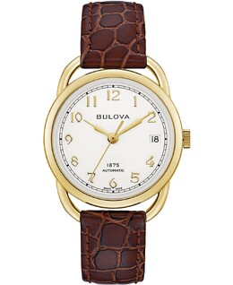 LIMITED EDITION Женские швейцарские автоматические часы Joseph Bulova с коричневым кожаным ремешком, 34,5 мм, коричневый 10437281 | brown