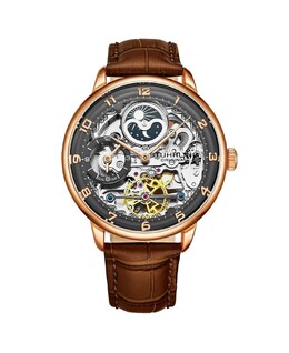 Мужские часы с темно-коричневым кожаным ремешком, 40 мм Stuhrling 10540720 | dark brown