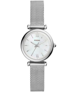 Женские мини-часы Carlie из нержавеющей стали с сетчатым браслетом, 28 мм Fossil 6672115 | stainless steel