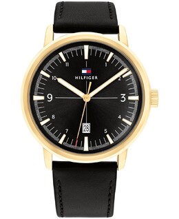 Мужские часы с черным кожаным ремешком, 44 мм Tommy Hilfiger 14358301 | black