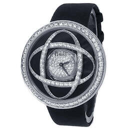 Pre-owned Piaget Limelight Jazz Party Quartz Diamond Black Dial Ladies Watch G0A35156