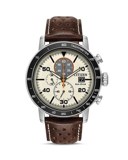 Мужские часы Citizen с кожаным ремешком, 44 мм, коричневый 2805131 | ivory/brown