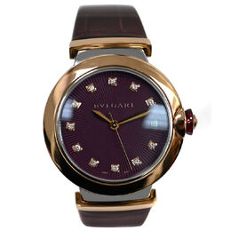 Pre-owned Bulgari Lvcea Automatic Diamond Purple Dial Ladies Watch 102565