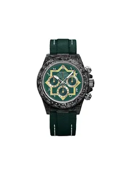 DiW Daytona Cosmograph Ramadan Watch 29456061 - Round Green Carbon Face, Arabic Dial, Automatic Movement