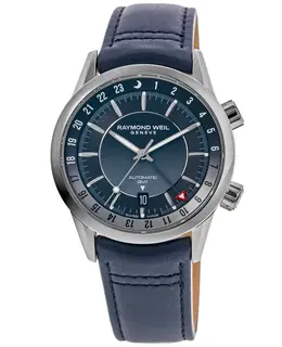 Raymond Weil Freelancer Automatic GMT Blue Dial Leather Strap Men's Watch Model 2761-stc-50001