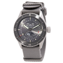 Blancpain 5054-1210-NAGA Fifty Fathoms Automatic Mens Grey Dial Moon Phase Watch with Titanium Case and Nylon Strap