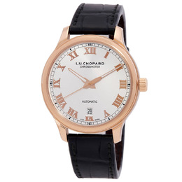 Chopard L.U.C 1937 Classic Silver Sunburst Dial 18kt Rose Gold Mens Watch 161937-5001