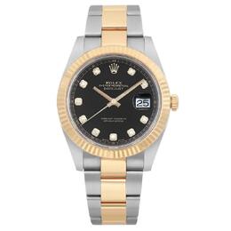 Pre-owned Rolex Datejust 126333 BKDO Diamond Black Dial Mens Watch