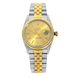 Pre-owned Rolex Datejust 16233 CSJ Mens Champagne Dial Automatic Chronometer