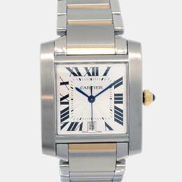 Cartier Tank Francaise 18k Yellow Gold Stainless Steel Automatic Women's Watch Size 27mm Part No. 1127260