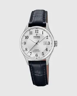F20009/5 Швейцарские женские часы из черной кожи Festina, черный 8430622773266 | negro