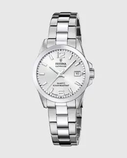F20049/1 Швейцарские классические женские часы из серебристой стали Festina, серебряный 8430622828515 | plata