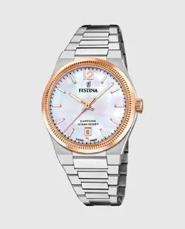 F20066/1 Швейцарские женские часы Rivé Silver Steel Festina, серебряный 8430622830839 | plata