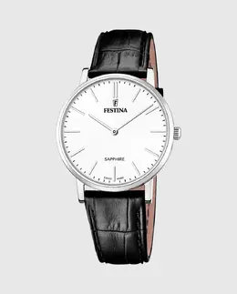 F20012/1 Мужские часы Swiss Made в черной коже Festina, черный 8430622757242 | negro