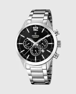 F20343/8 Мужские часы-хронограф Timeless из серебристой стали Festina, серебряный 8430622722240 | plata
