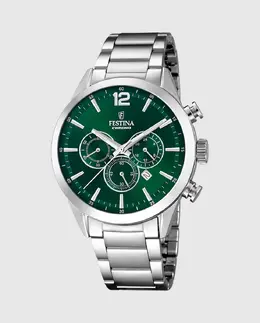 F20343/B Часы мужские с хронографом Timeless из серебристой стали Festina, серебряный 8430622843198 | plata