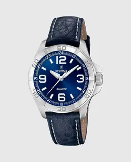 F20444/2 Специальные цены на мужские часы из синей кожи Festina, синий 8430622736858 | azul