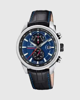 F20695/5 Мужские часы Timeless Chronograph в черной коже Festina, черный 8430622829260 | negro