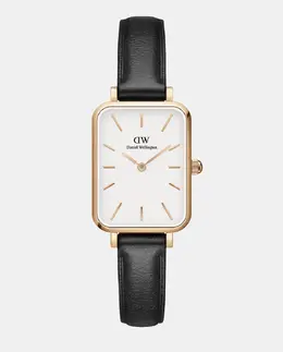 Женские часы Quadro DW00100434 в черной коже Daniel Wellington, черный 7315030022063 | negro