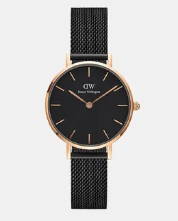 Женские часы Petite Mesh DW00100245 в черном стальном сеточном корпусе Daniel Wellington, черный 7350068247248 | negro