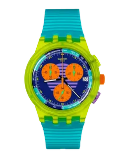 Часы Swach Neon Wave синего цвета из пластика Swatch, синий 7610522880962 | azul