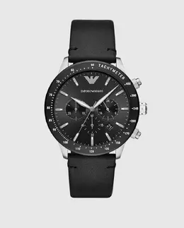 Emporio Armani AR11243 мужские часы хронограф черная кожа, черный 4013496528480 | negro