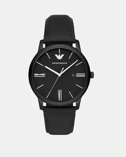 AR11573 Мужские часы из экологически чистой кожи черного цвета Emporio Armani, черный 4064092226133 | negro