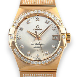 Omega Constellation Automatic Chronometer Diamond Grey Dial Mens Watch 123.55.38.21.52.005