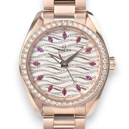 Omega Seamaster Ladies Chronometer White Dial Diamond Watch 22055342099004 Rose Gold