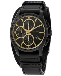 Hamilton Jazzmaster Auto Chrono Black Dial Leather Strap Men's Watch h32506730