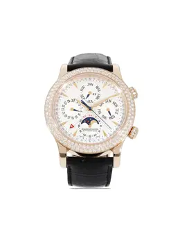 Pre-Owned Jaeger-LeCoultre Master 21292843 - Silver-tone Diamond Bezel Chronograph Yellow Gold Bracelet Automatic Movement with Annual Calendar and Date Display, Alarm Function